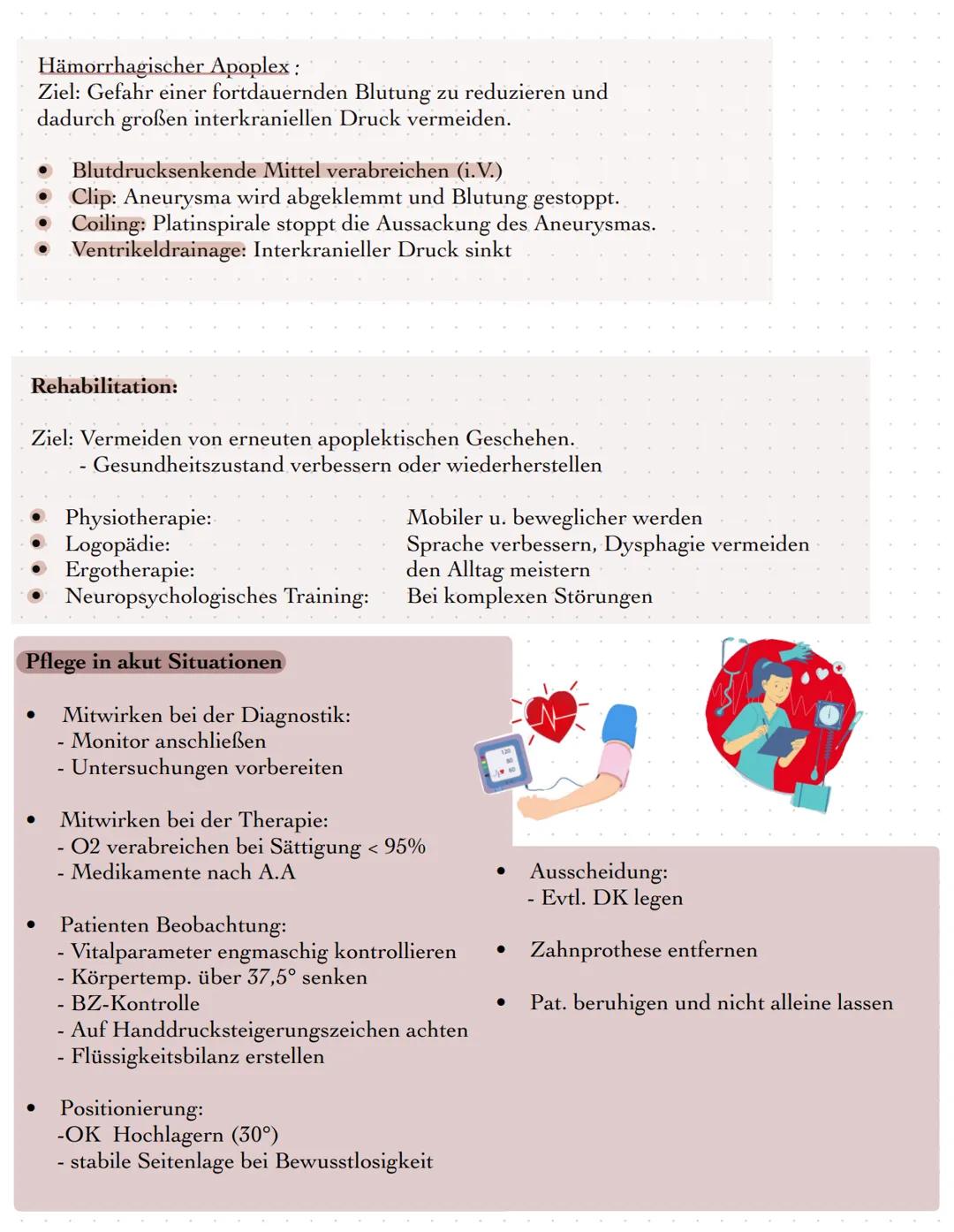 Apoplex
Definition:
Folge einer,,Schlagartigen" auftretenden Durchblutungsstörung im Gehirn, die zu einem
regionalen Mangel an Sauerstoff un