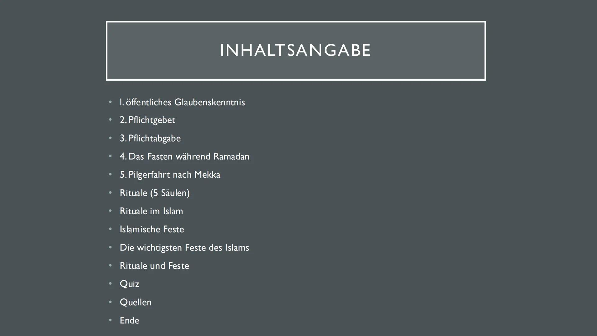 # ISLAM
Von Sara, Ayla und Liva ### INHALTSANGABE
* Länder nach muslimischer Bevölkerung
* Verbreitung Muslime
* Verbreitung Informa