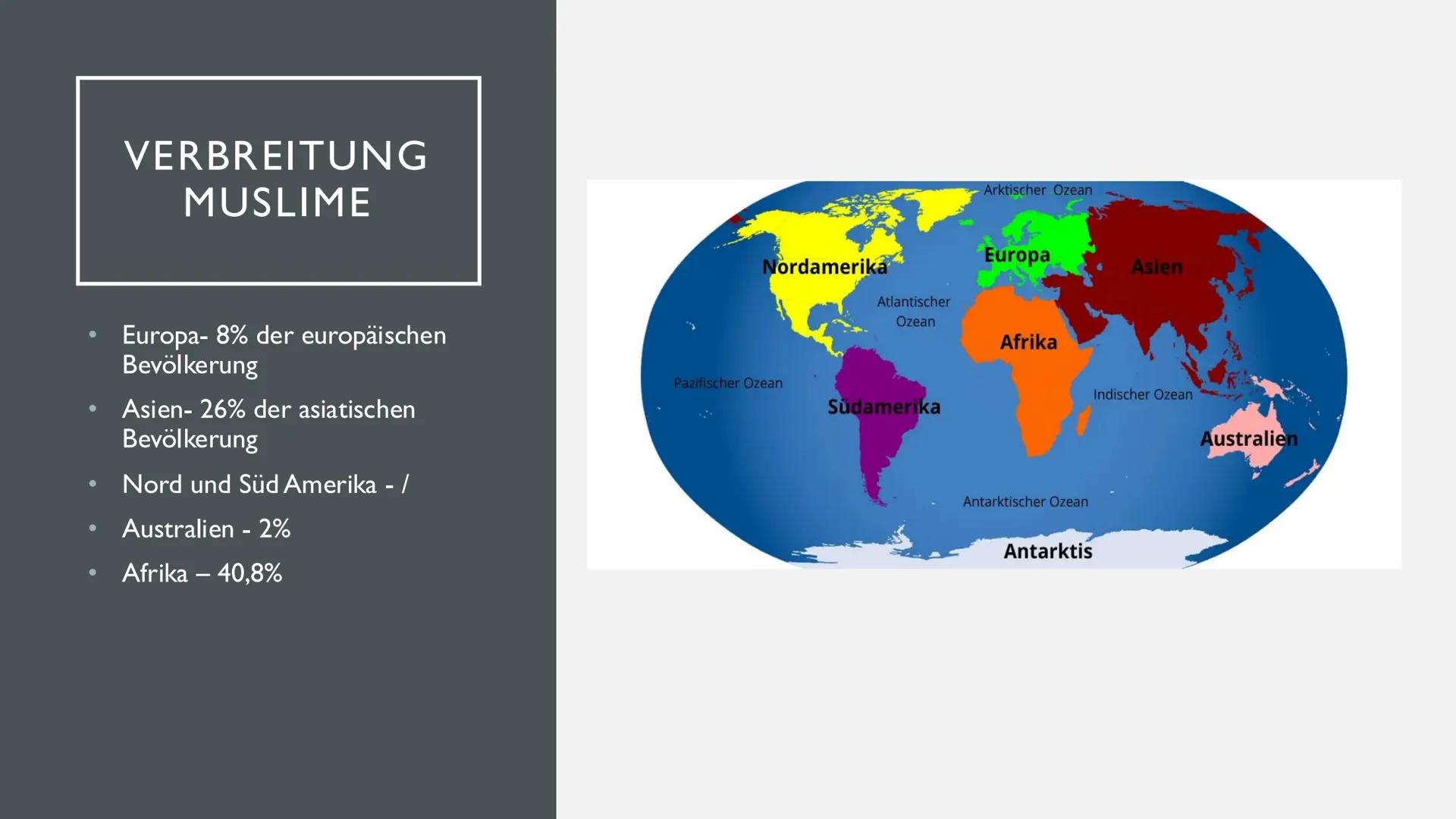 # ISLAM
Von Sara, Ayla und Liva ### INHALTSANGABE
* Länder nach muslimischer Bevölkerung
* Verbreitung Muslime
* Verbreitung Informa