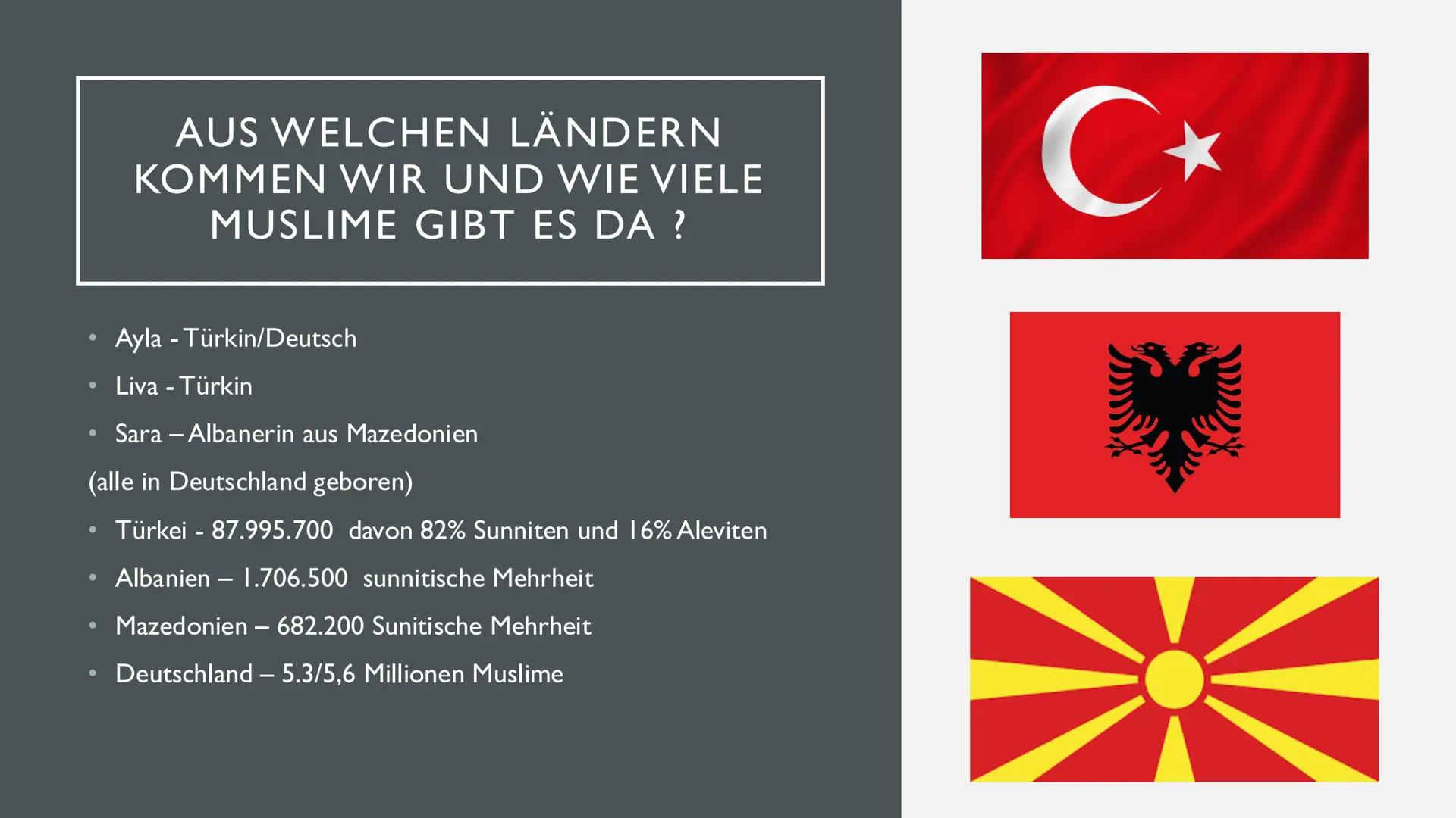 # ISLAM
Von Sara, Ayla und Liva ### INHALTSANGABE
* Länder nach muslimischer Bevölkerung
* Verbreitung Muslime
* Verbreitung Informa