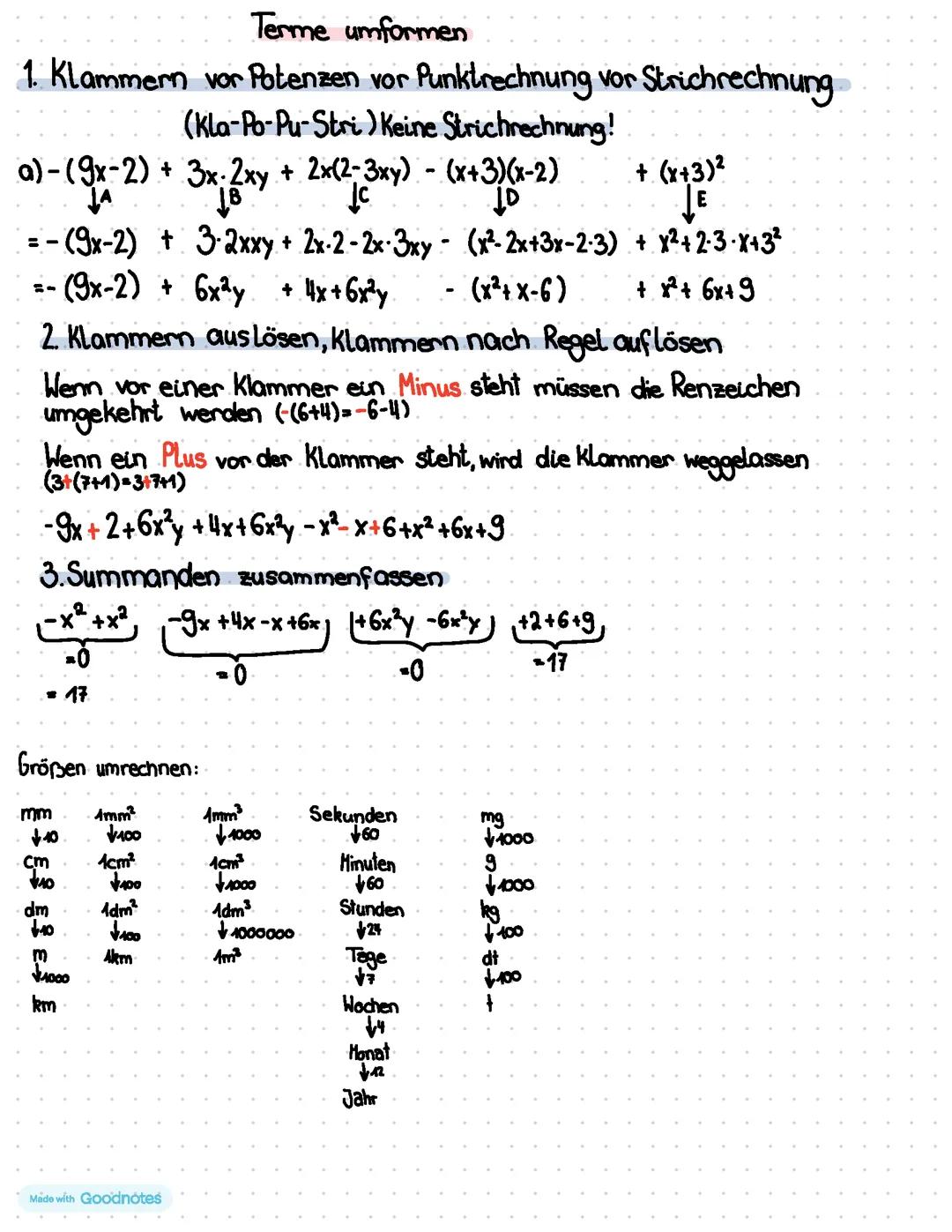 Zusammenfassung 9-10 Klasse Mathe