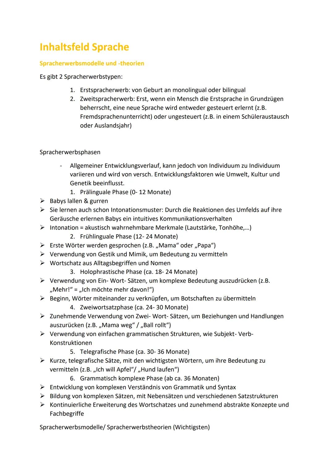 Lernzettel Deutsch LK
Abitur 2024
Inhaltsfeld Sprache
Spracherwerbsmodelle und -theorien
Sprachgeschichtlicher Wandel
Sprachvarietäten und i