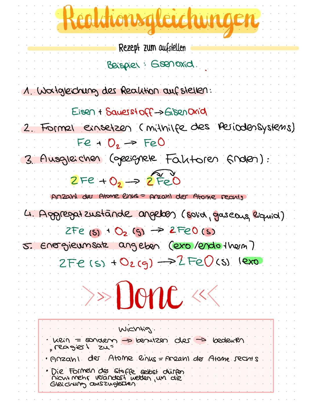 Reaktionsgleichungen aufstellen