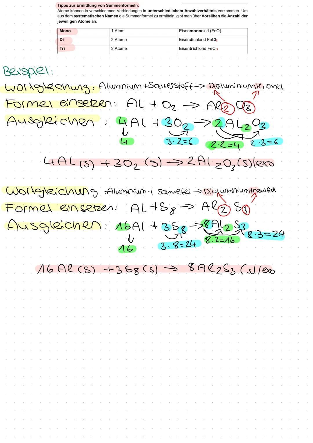 Realdiensgleichungen
Rezept zum aufstellen
Beispiel Gsen oxid
1. Walgleichung des Reaktion auf stellen:
Eisen+Sauerstoff→Eisen Oxid
2. Forme