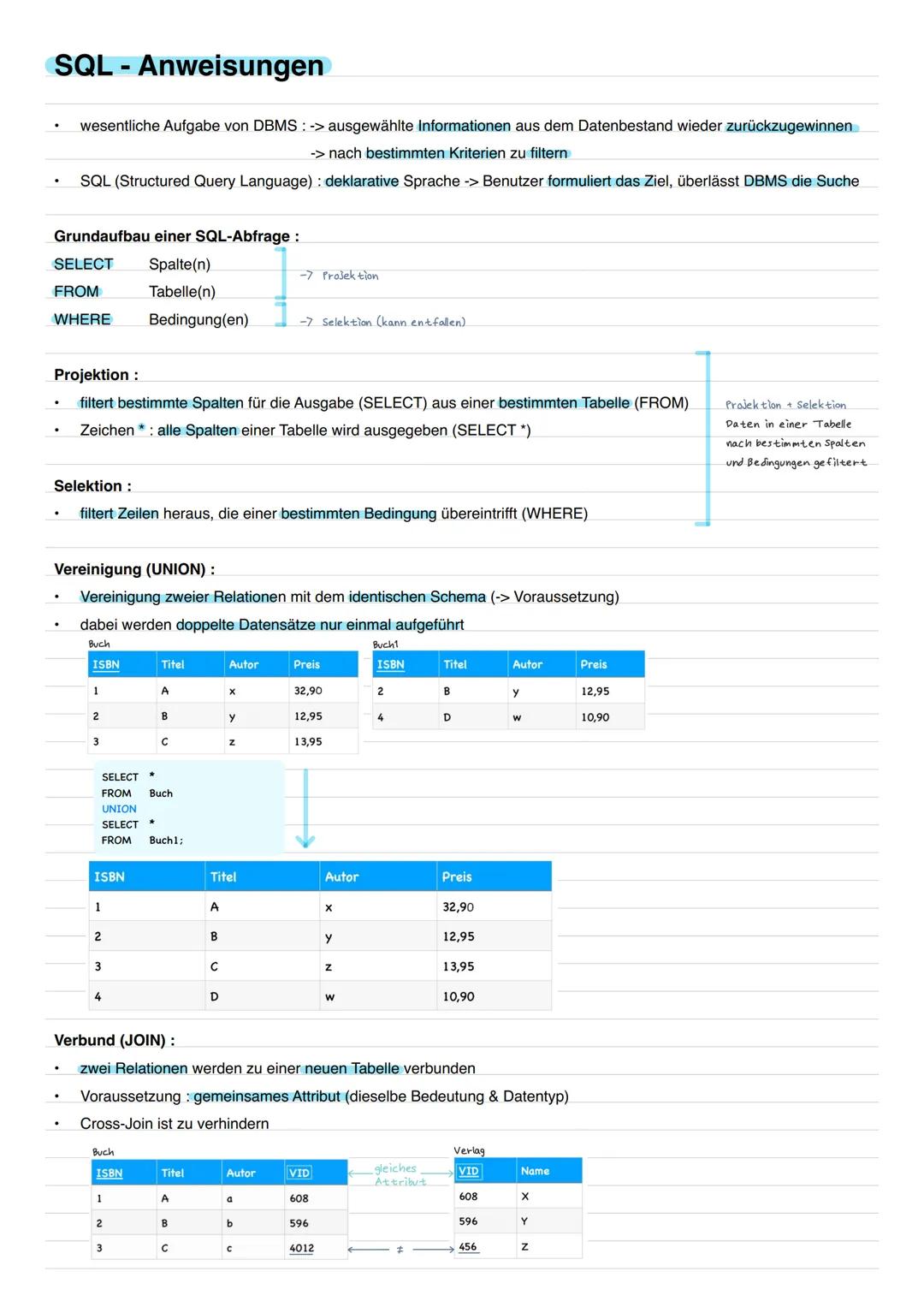 # DATENBANK
- speichert Information in einer festgelegten Struktur
- weisen logische Zusammenhänge auf
- Datenbankmodelle sind nur ein Aus