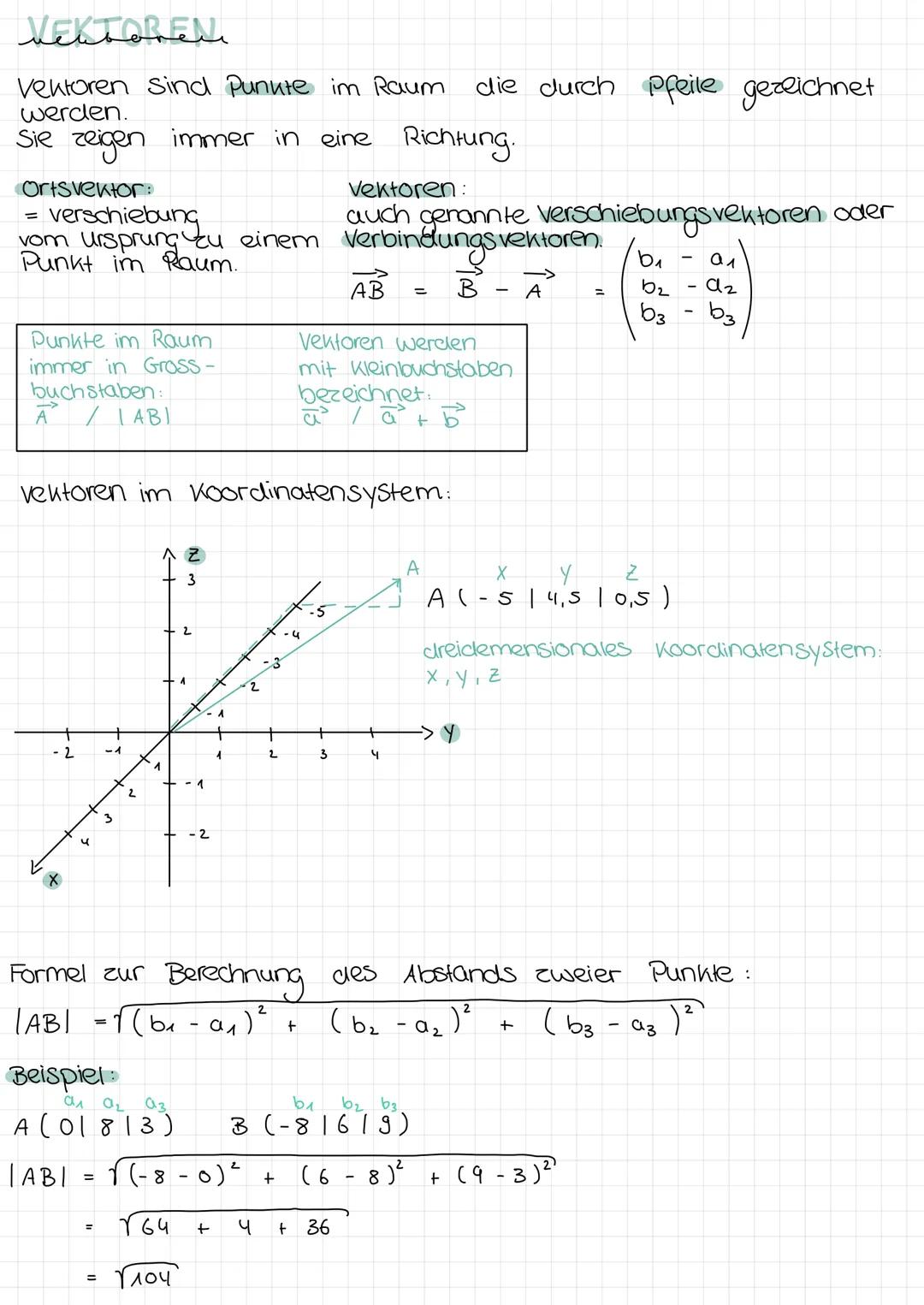 # Vektoren
Vorbereitung zk 05.06 # VEKTOREN
Vektoren sind Punute im Raum die durch Pfeile gezeichnet
werden.
Sie zeigen immer in eine Richt