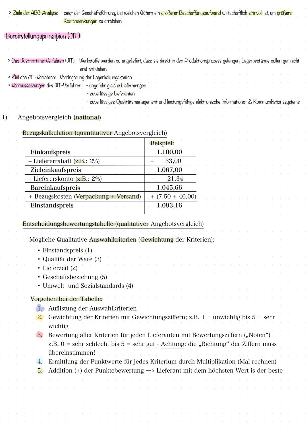 Ziele, Zielkonflikte & Aufgaben der Beschaffung
Beschaffung
> Ziele der Beschaffung: 1. Minimierung der Beschaffungs- und Lagerungskosten
2.