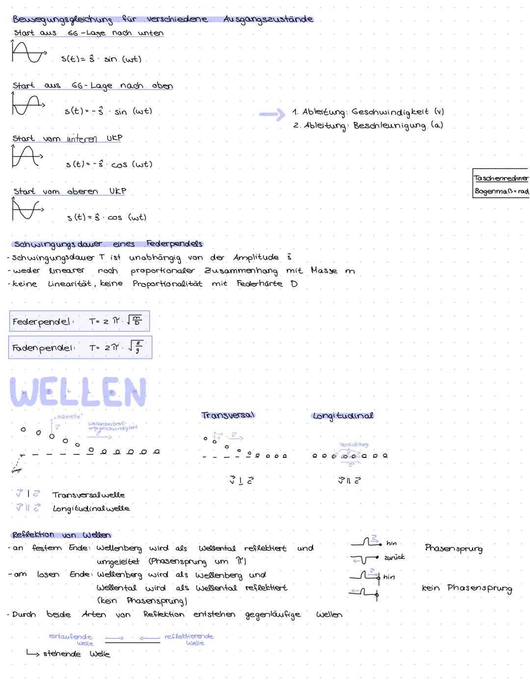 SCHWINGUNGEN
Fadenpendel
Epat max
Bkin-O
Epot-0
Ben smax.
in دا
Lam
Epot = m.g.h
Ekin = m. v²
Epat - max
·Exin-O
Esp =D 5²
der Mitte Gleichg