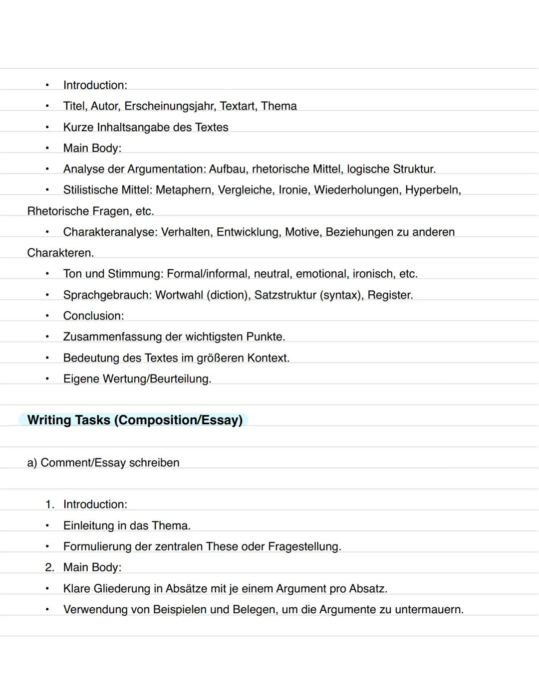 # Lernzettel: Englisch Abitur 2025 (NRW)
Klausurformate
Im Abitur wird zwischen drei Aufgabenformaten unterschieden:
- Text-based Task: A