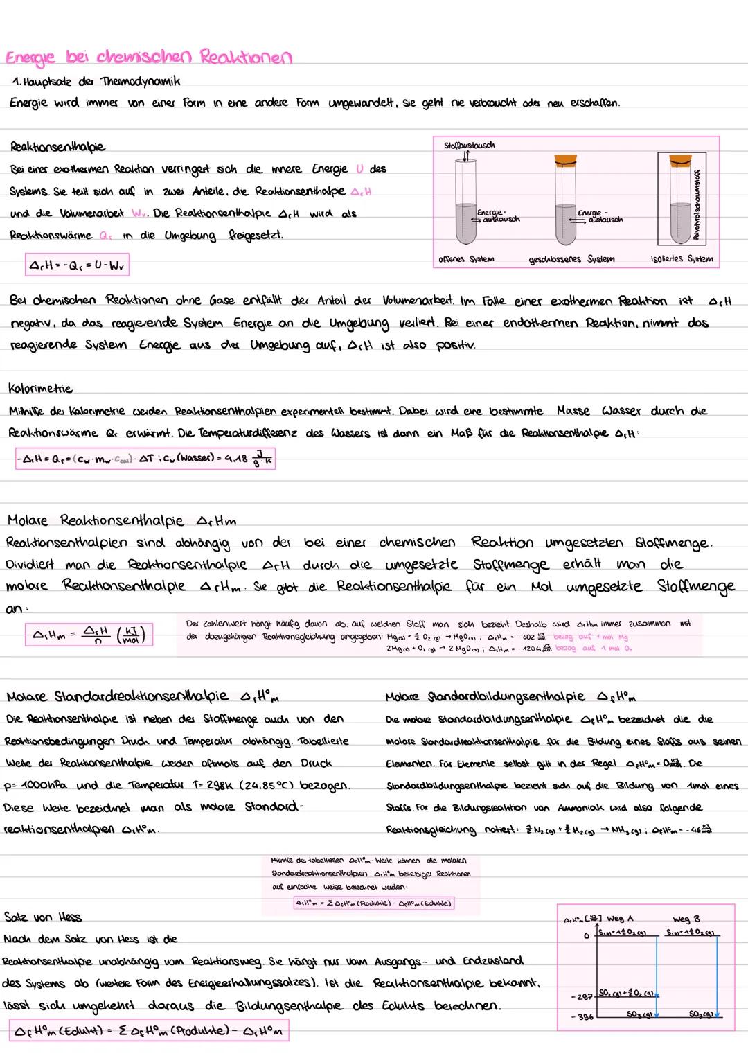 # Energie bei chemischen Reaktionen.
1. Hauptsatz der Thermodynamik.
Energie wird immer von eines Form in eine andere Form ungewandelt, si