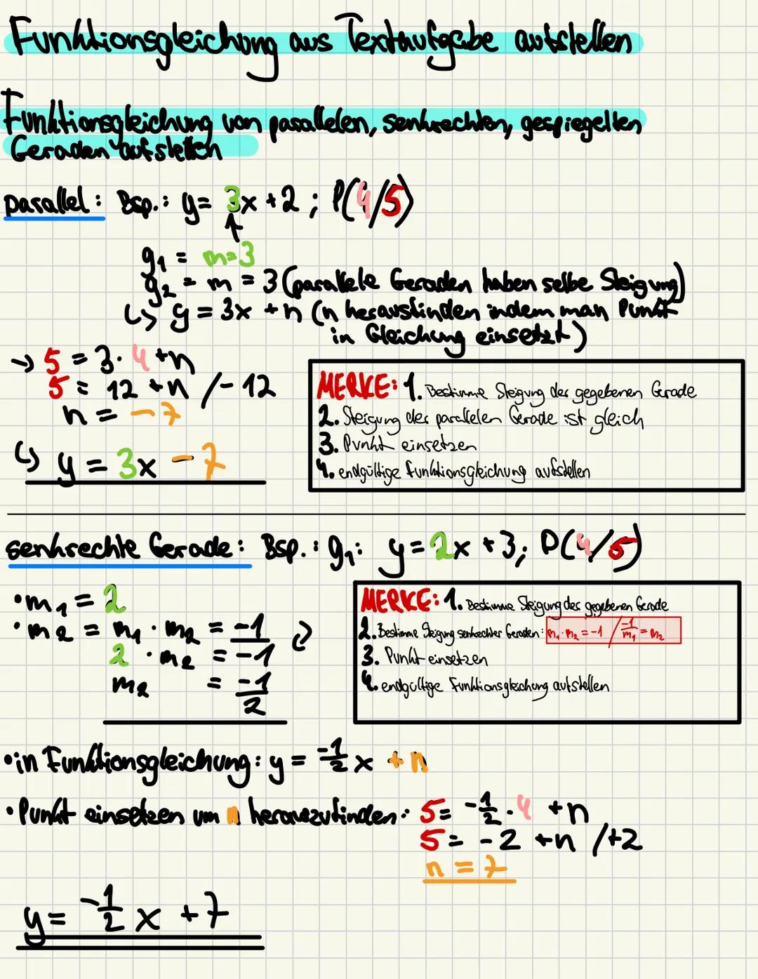 # LINEARE FUNKTIONEN
Darstellung im Koordinatensystem: Graphische Darstellung
Funktionsgleichung: y=mx+
Steigung
ney-Achsen abschnitt
B
