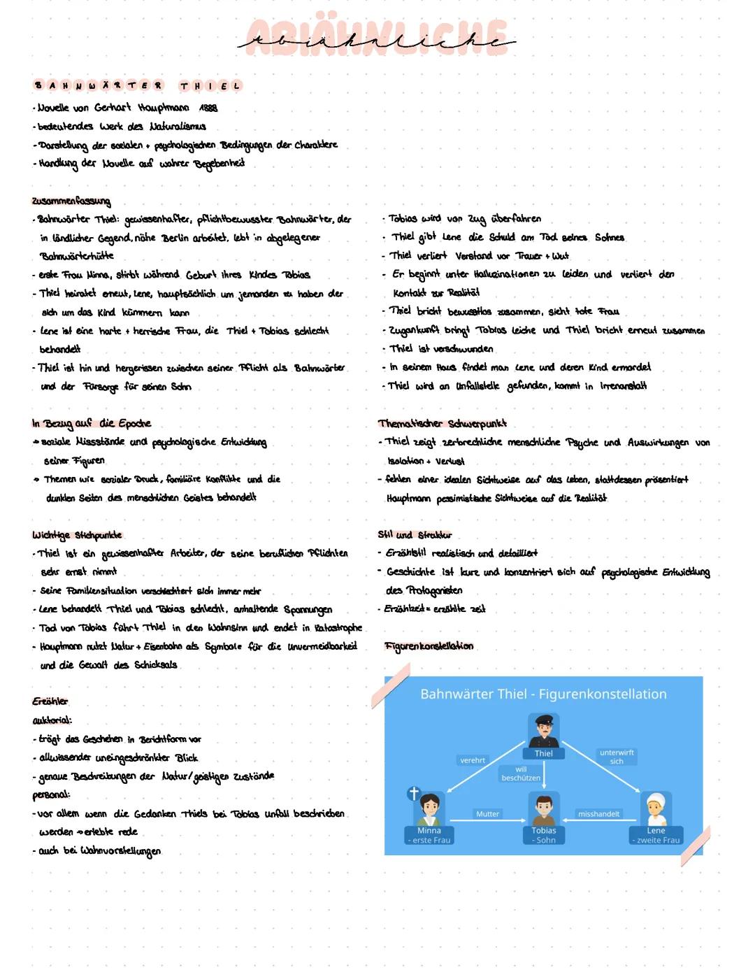 Der ewige Spießer, Bahnwärter Thiel, Epochen, Erzähltechniken