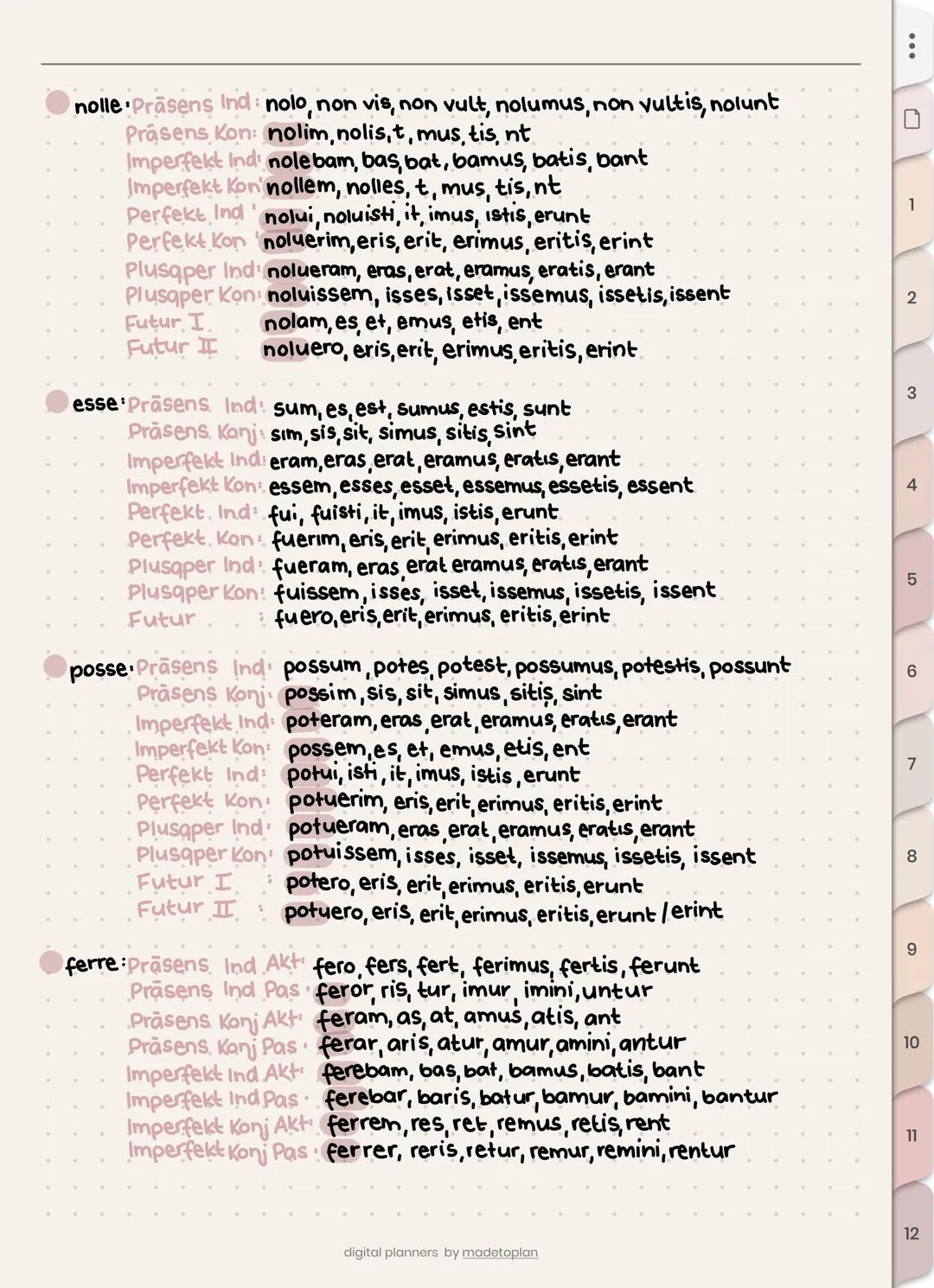 Latein wiederholung
Grundlagen
Nomen deklinieren
GRAMMATIK
Es gibt im Lat folgende Genis fim,n,
Es gibt die A-DEKL (f), die O-DEKL (m, n)
Bs