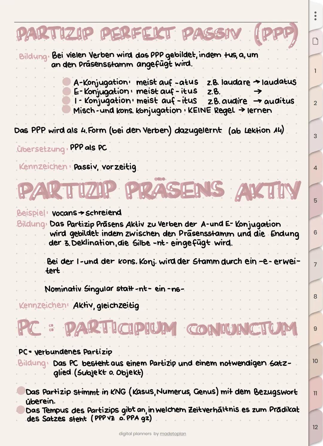 Latein wiederholung
Grundlagen
Nomen deklinieren
GRAMMATIK
Es gibt im Lat folgende Genis fim,n,
Es gibt die A-DEKL (f), die O-DEKL (m, n)
Bs