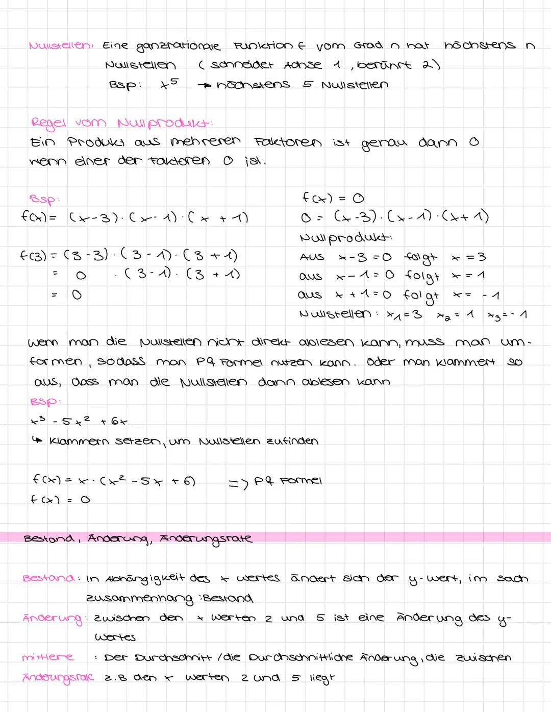 Ganzrationale Funktionen
Grad: nöchste Exponent, der im Funktionsterm vorkommt
BSP: f(x) = +8 + 10 x² + 31 x 4-550x +23 + Allgemeine Form