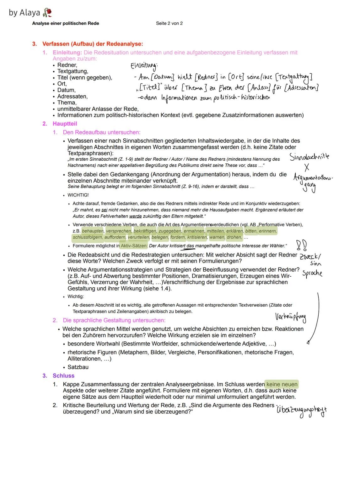 by Alaya
Analyse einer politischen Rede
Seite 1 von 2
Analyse einer politischen Rede
Vorabinformationen zur politischen Rede:
In einer Rede