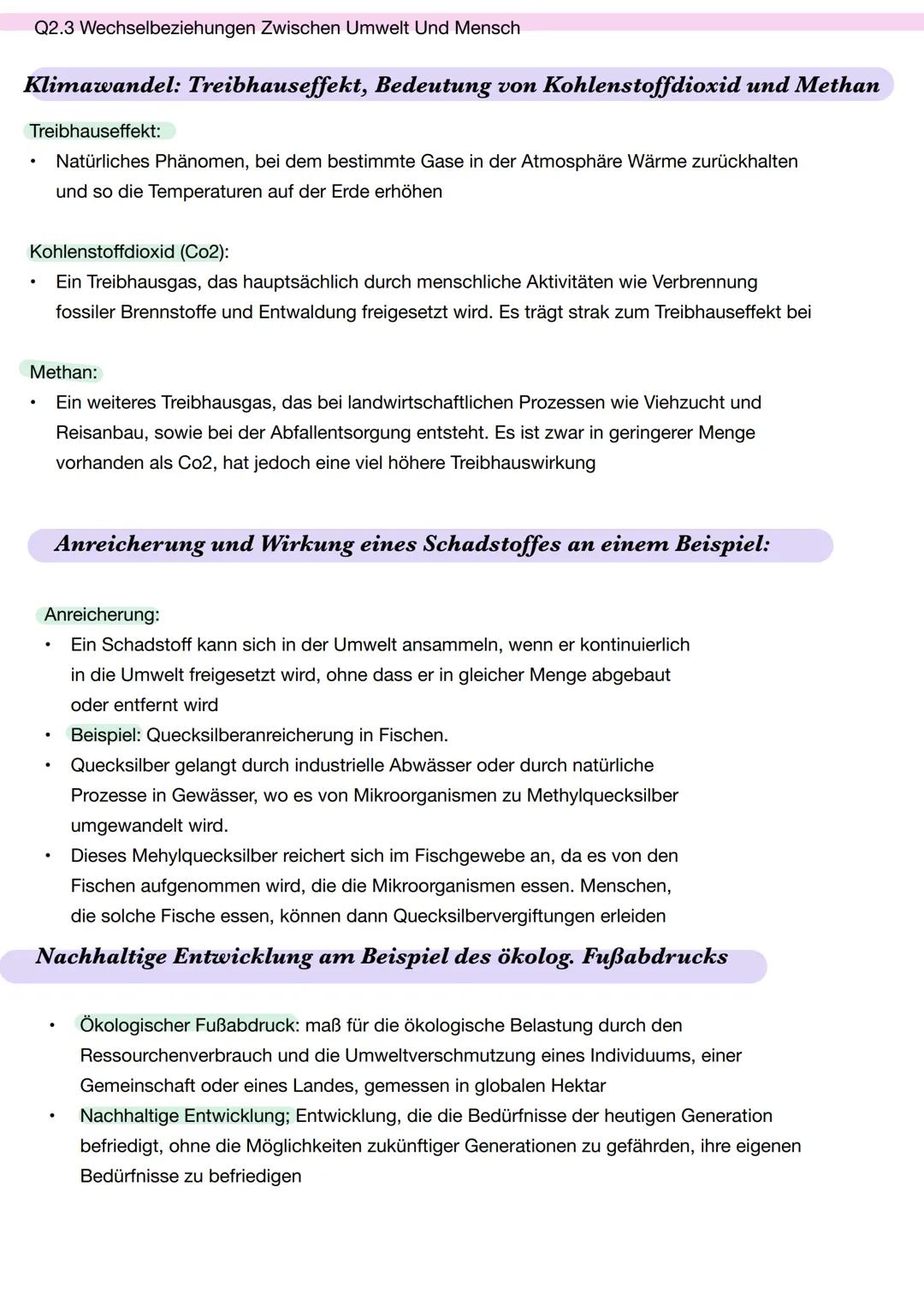 Q2.3 Wechselbeziehungen Zwischen Umwelt Und Mensch
Klimawandel: Treibhauseffekt, Bedeutung von Kohlenstoffdioxid und Methan
Treibhauseffek