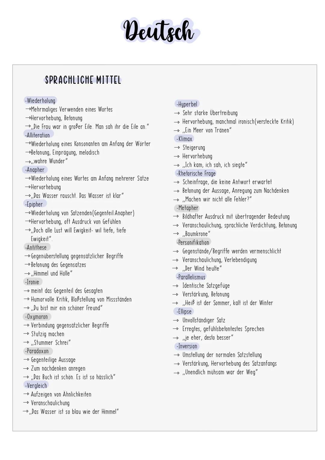 Sprachliche Mittel Deutsch