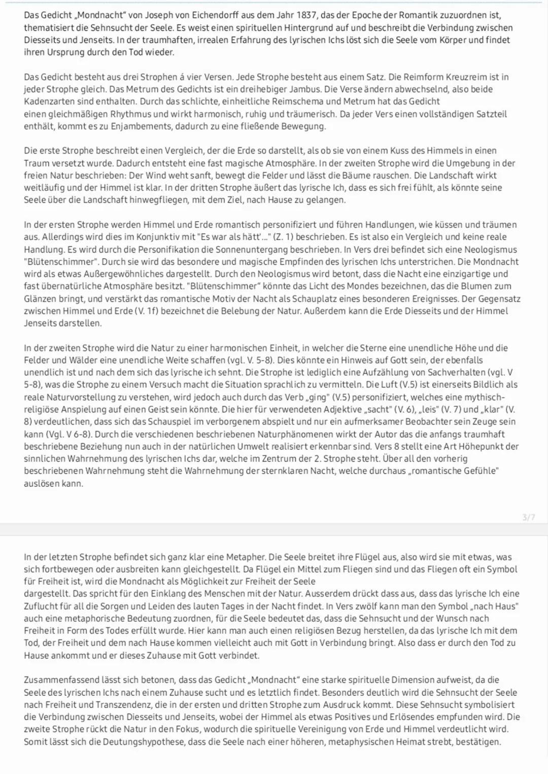 DE Q1
Romantik als Gegenbewegung zur Aufklärung?
Datum:
Joseph von Eichendorff - Mondnacht (1837)
Aufgabe: Analysiere Eichendorffs Gedicht i