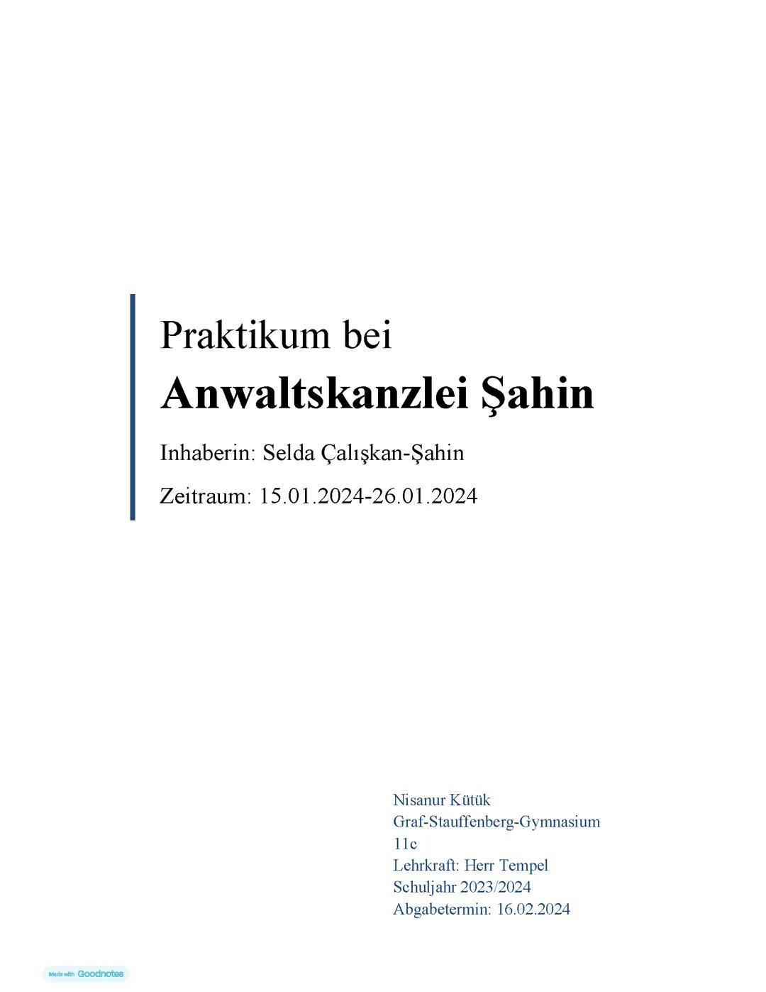 Praktikumsbericht Anwaltskanzlei
