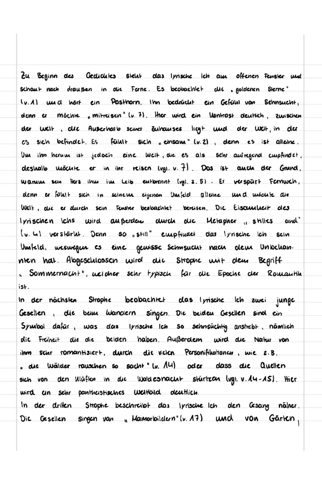 # ANALYSE
Das Gedicht „Schnsucht“ wurde 1830/31 von Joseph von Eichen-
dorff verfasst und handelt cinem lyrischen Ich, dass in einer
Sommeru