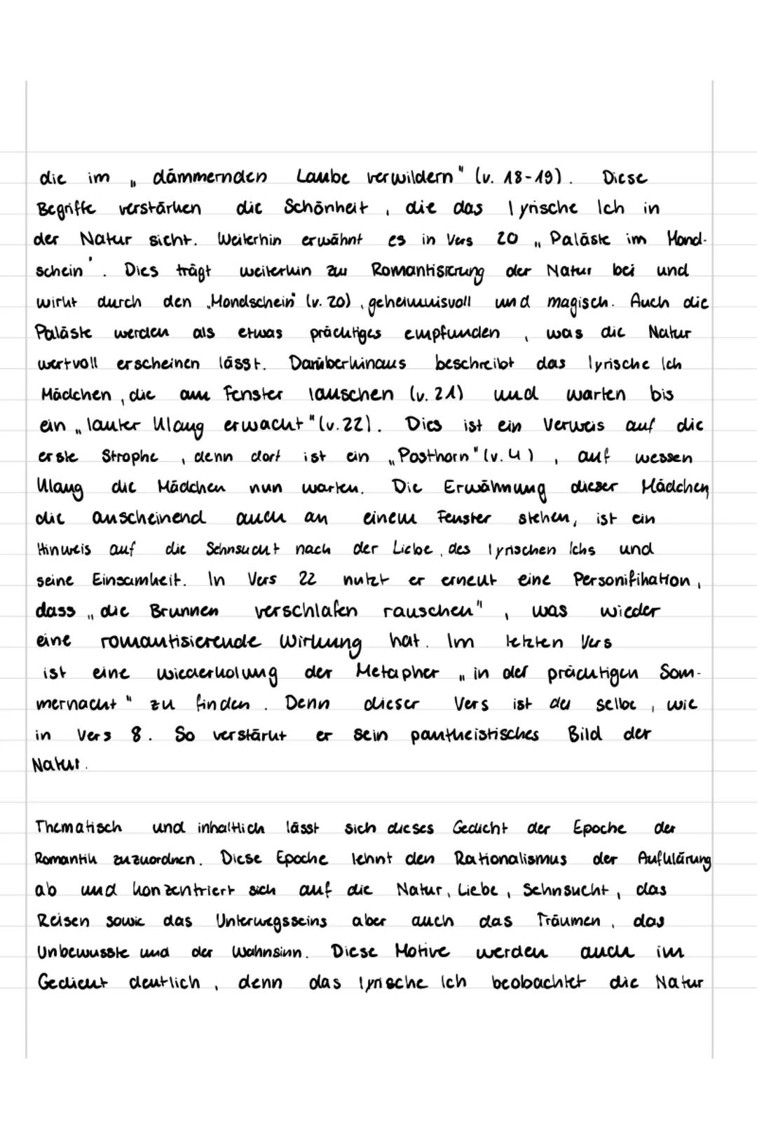# ANALYSE
Das Gedicht „Schnsucht“ wurde 1830/31 von Joseph von Eichen-
dorff verfasst und handelt cinem lyrischen Ich, dass in einer
Sommeru