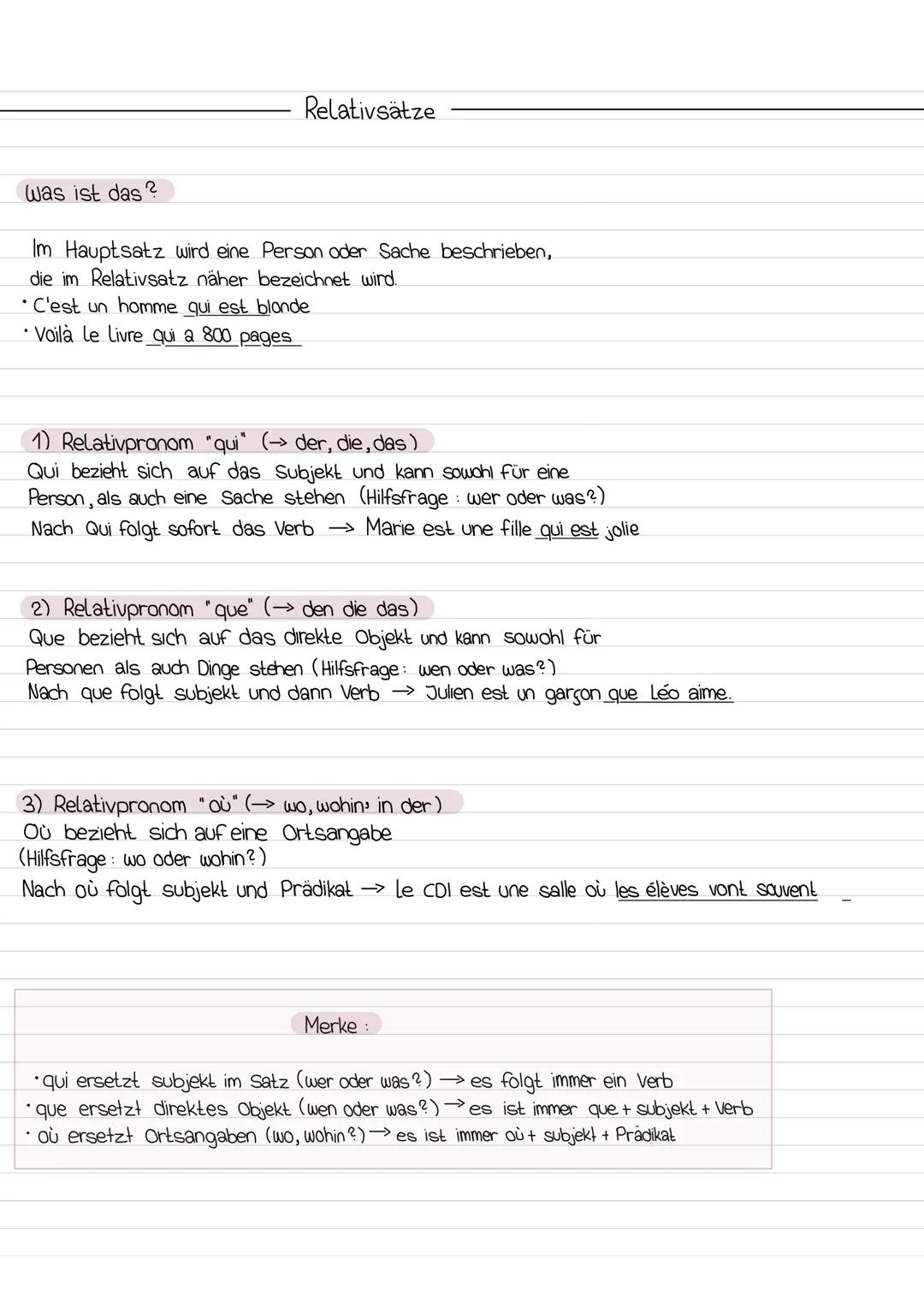 Relativsätze
Was ist das?
Im Hauptsatz wird eine Person oder Sache beschrieben,
die im Relativsatz näher bezeichnet wird.
* C'est un hom