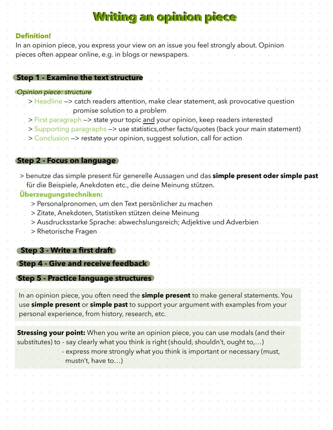 Definition!
Writing an opinion piece
In an opinion piece, you express your view on an issue you feel strongly about. Opinion.
pieces often a