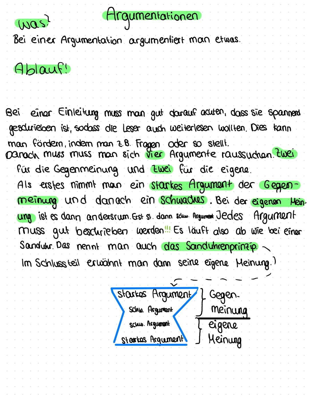 was?
Argumentationen
Bei einer Argumentation argumentiert man etwas.
Ablauf!
Bei einer Einleitung muss man gut darauf achten, dass sie spann