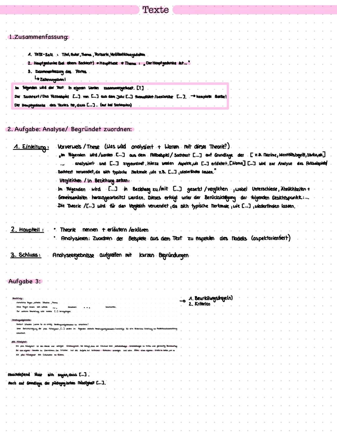 Aufbau Texte Pädagogik LK Klausuren