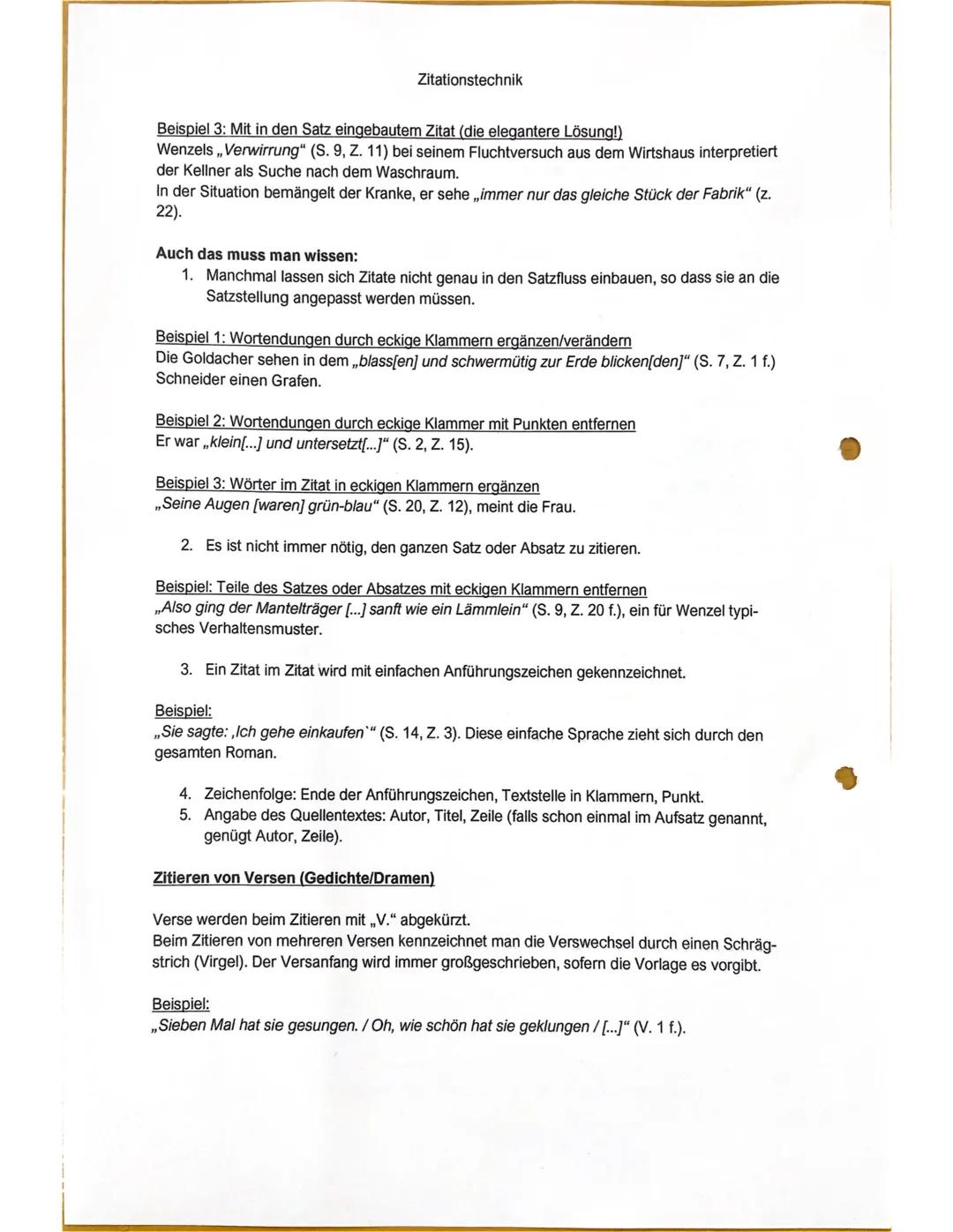 Zitationstechnik
Richtig zitieren
Zitate belegen, begründen und veranschaulichen die getroffenen Aussagen in Aufsätzen. Sie
machen diese so