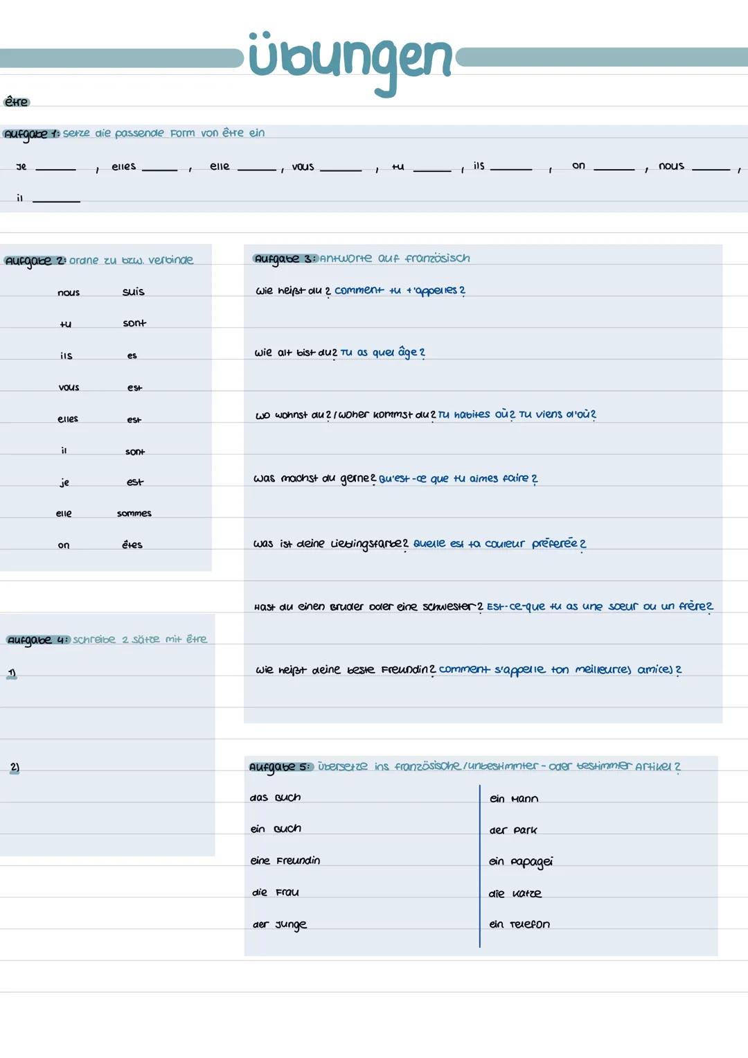 Résumé
Le verbe <Lêtre >>
-être ist ein unregelmäßiges verb und bedeutet im Deutschen „, sein
Je suis->ich bin.
Tu es du bist
Ellelon est->e