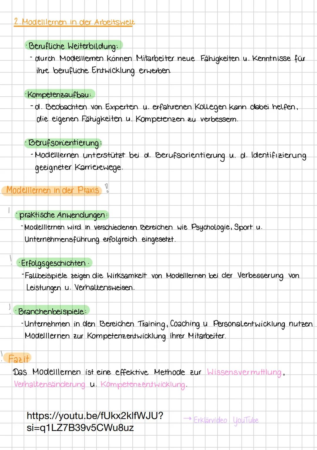 Lernen am Modell # Definition
☑ Lernen am Modell beschreibt den Prozess, in welchem eine Person, der
Beobachter bestimmte Verhaltensweisen