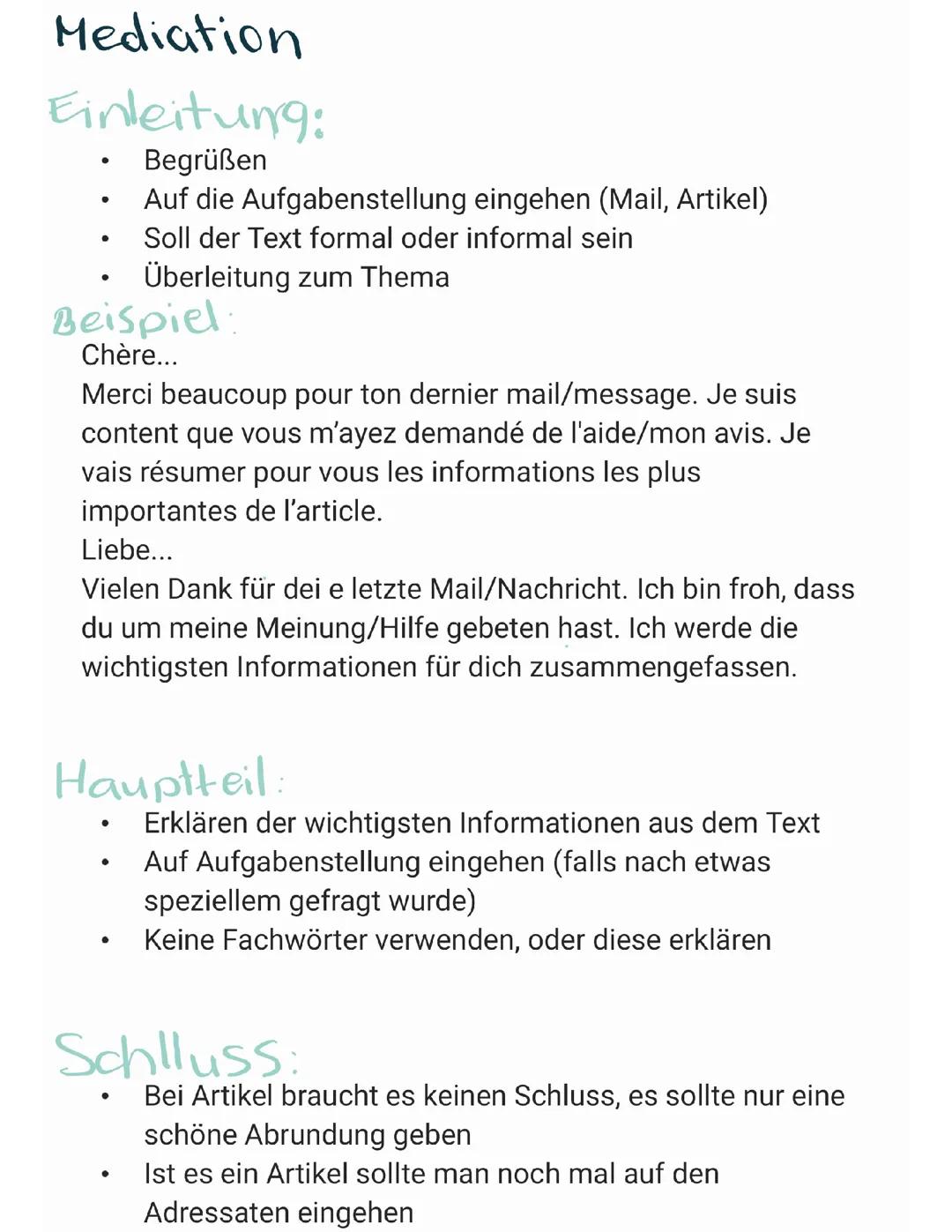 Französisch: Mediation schreiben