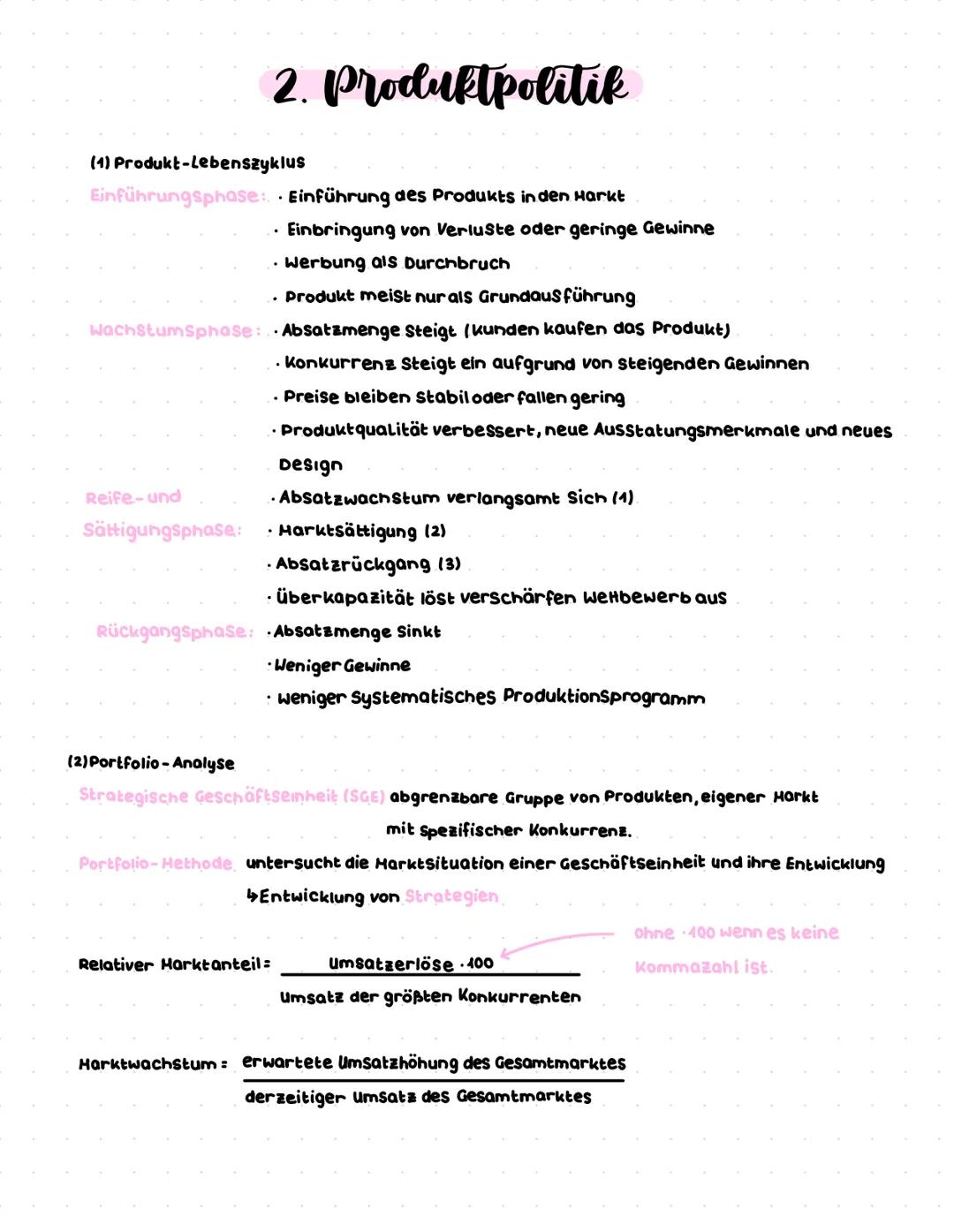 2. Produktpolitik
(1) Produkt-Lebenszyklus
Einführungsphase: Einführung des Produkts in den Markt
.
.
Einbringung von Verluste oder geringe