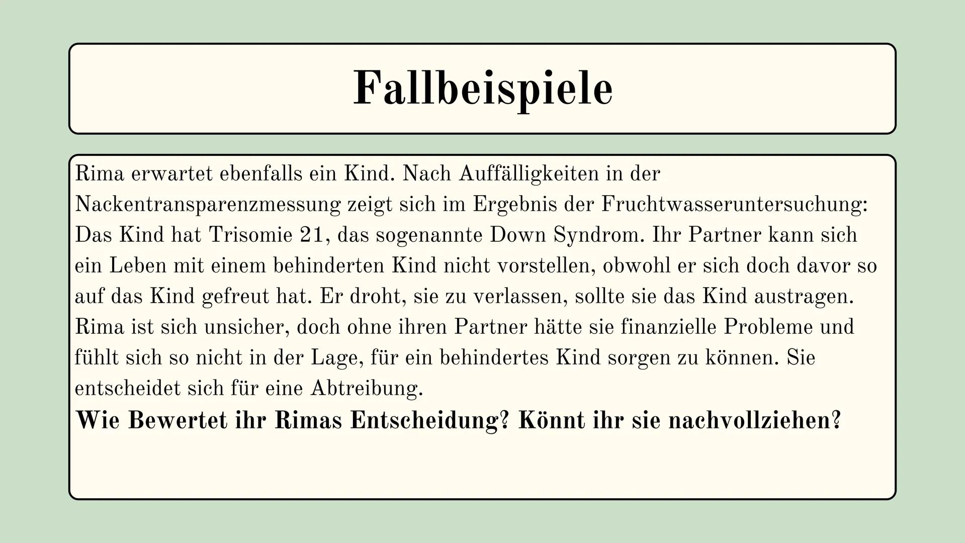 Pränataldiagnostik Spricht die
Pränataldiagnostik Embryos
mit Krankheiten oder
Gendefekten das Recht auf
Leben ab? Inhalt
1. Definition
2. A