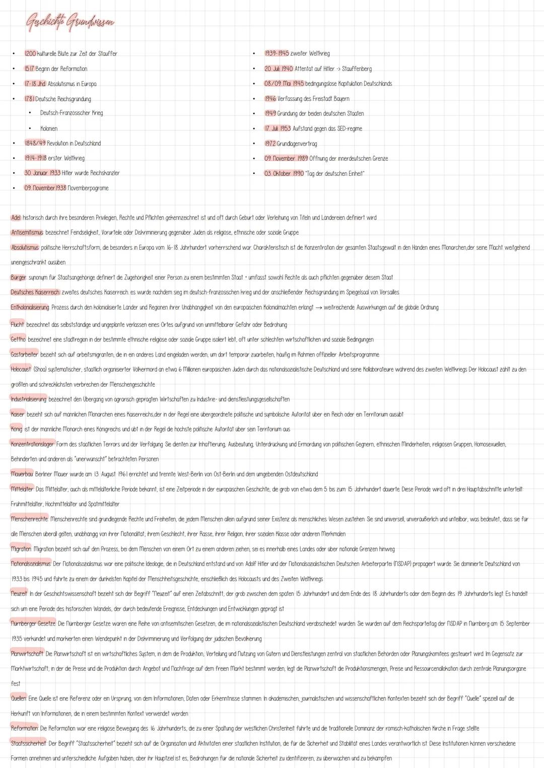 Geschichte Grundwissen