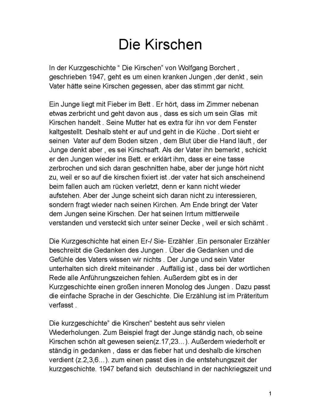 Die Kirschen  von Wolfgang Borchert