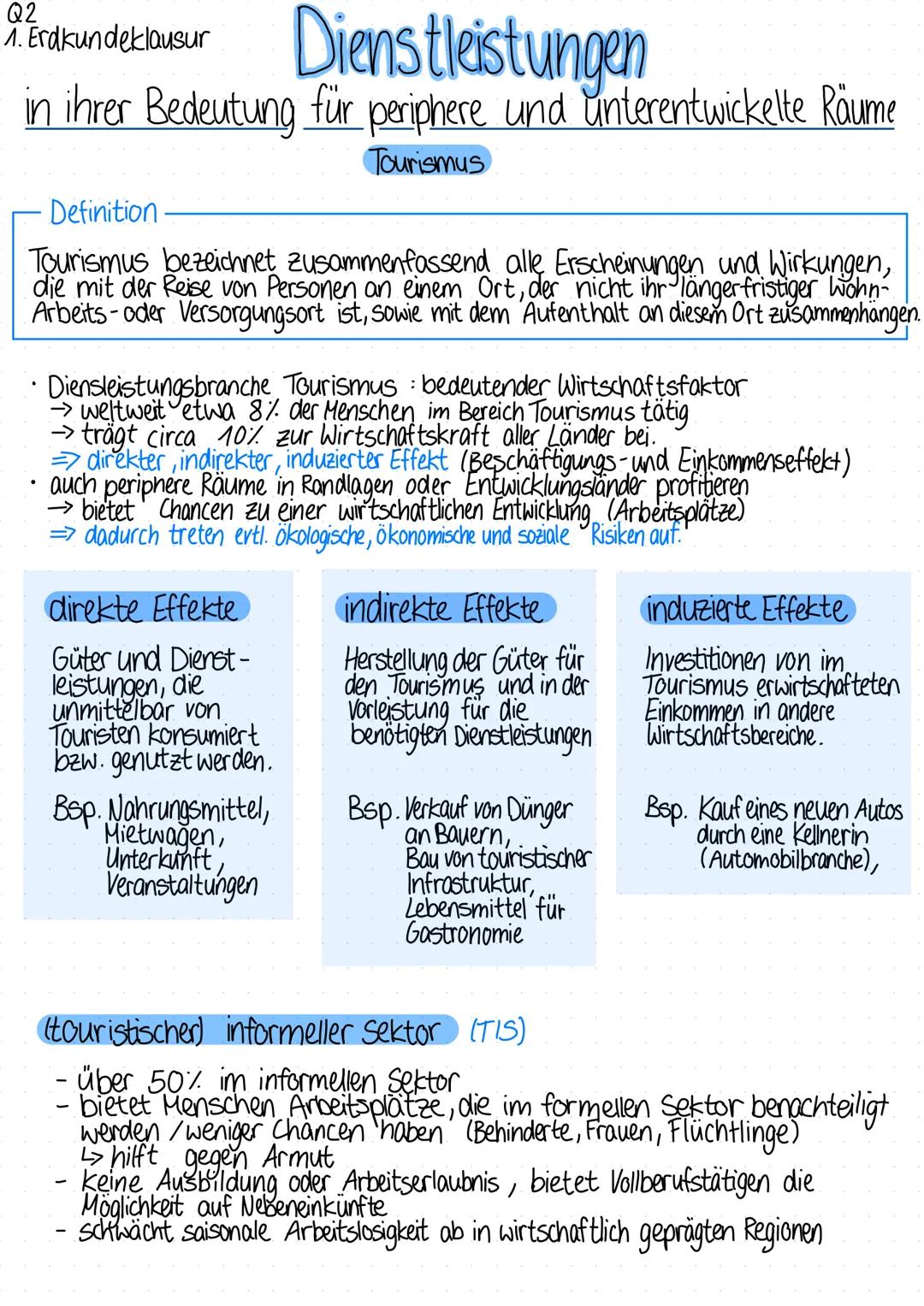 Q2
1. Erdkundeklausur
Dienstleistungen
in ihrer Bedeutung für periphere und unterentwickelte Räume
Definition
Tourismus
Tourismus bezeichnet