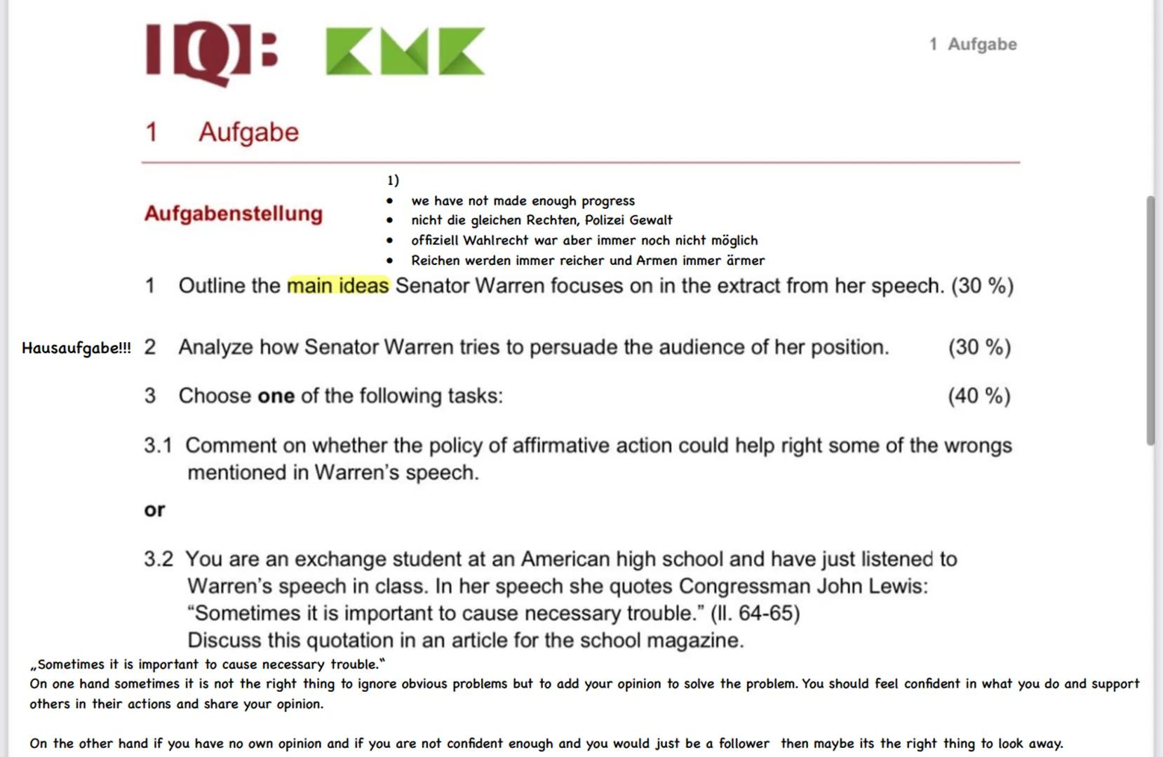Englisch
W Übungsklausuren Ministerium für Schule und Berufsbildung
Schleswig-Holstein
Kernfach Englisch
Schriftliche Abiturprüfung
2015
The