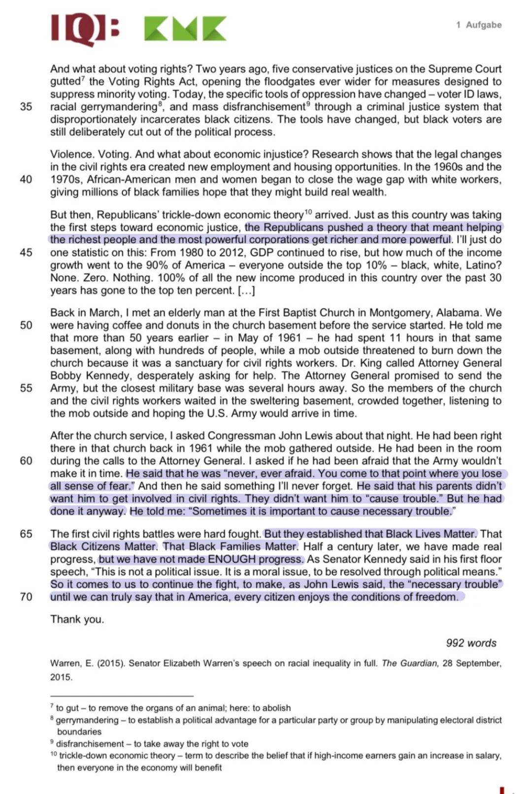 Englisch
W Übungsklausuren Ministerium für Schule und Berufsbildung
Schleswig-Holstein
Kernfach Englisch
Schriftliche Abiturprüfung
2015
The