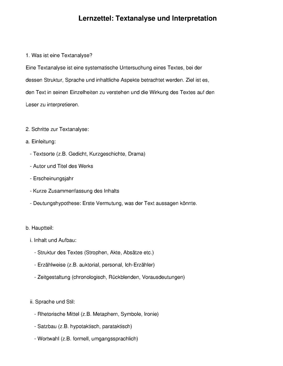 Textanalyse und Interpretation