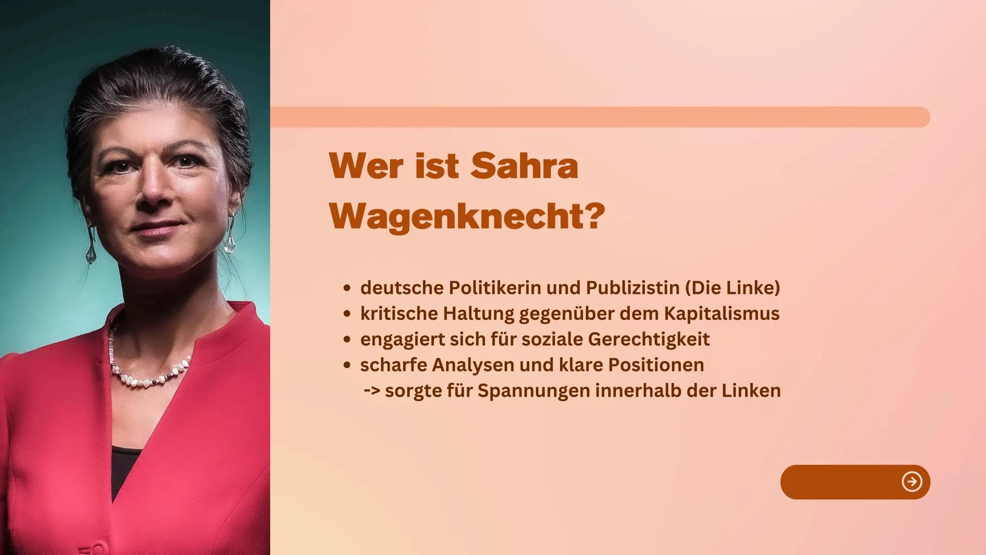 G-GK
<necht
VERNUNFT &
GERECHTIGKEIT
Bündnis Sahra
Wagenknecht
ernunft
erechtigk
Suna Ceken Aufbau
Wer ist Sahra
Wagenknecht?
Ideologische
A