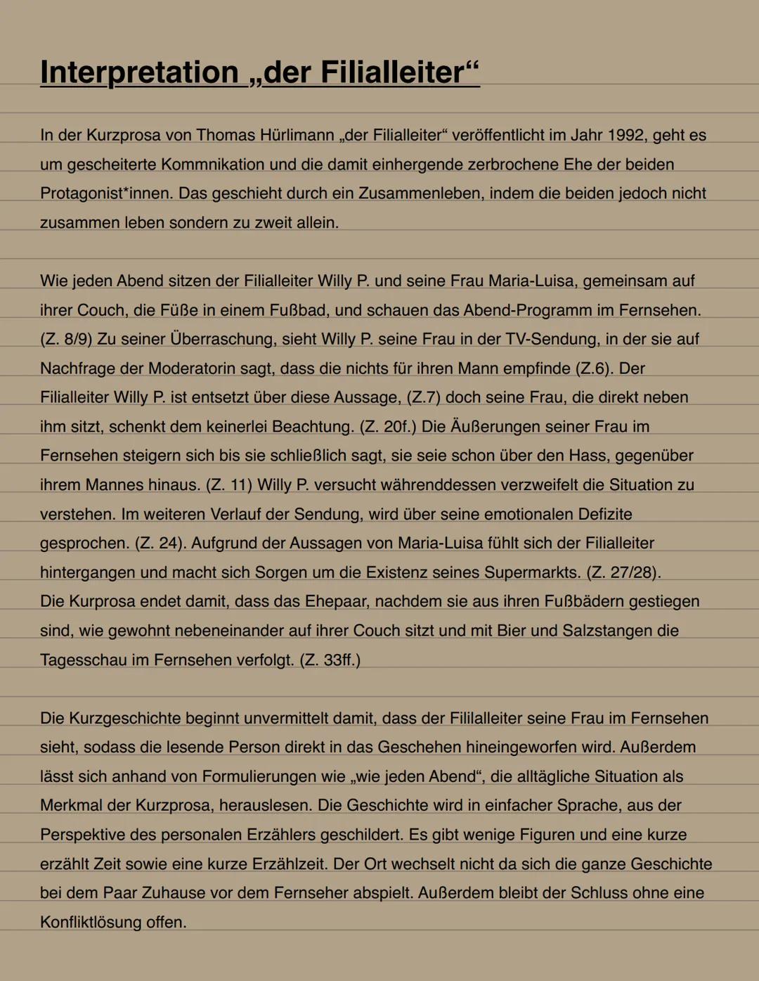 Der Filialleiter Interpretation