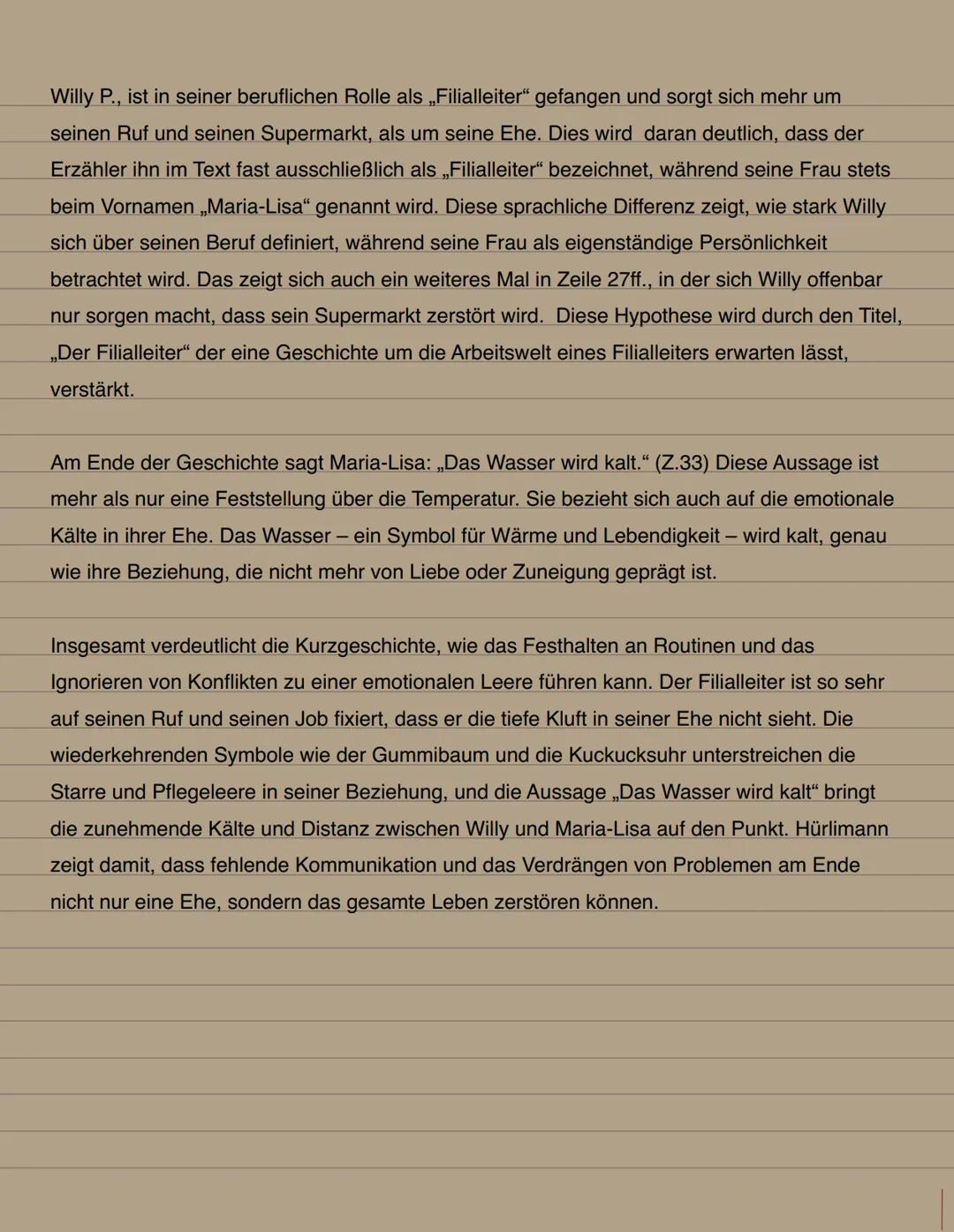 # Interpretation „der Filialleiter“
In der Kurzprosa von Thomas Hürlimann „der Filialleiter" veröffentlicht im Jahr 1992, geht es
um gesche