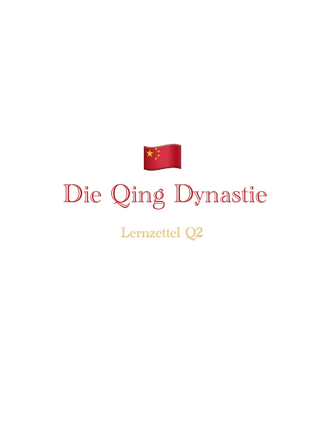 Lernzettel Geschichte LK Niedersachsen 2024 China und die imperialistischen Mächte Qing Dynastie