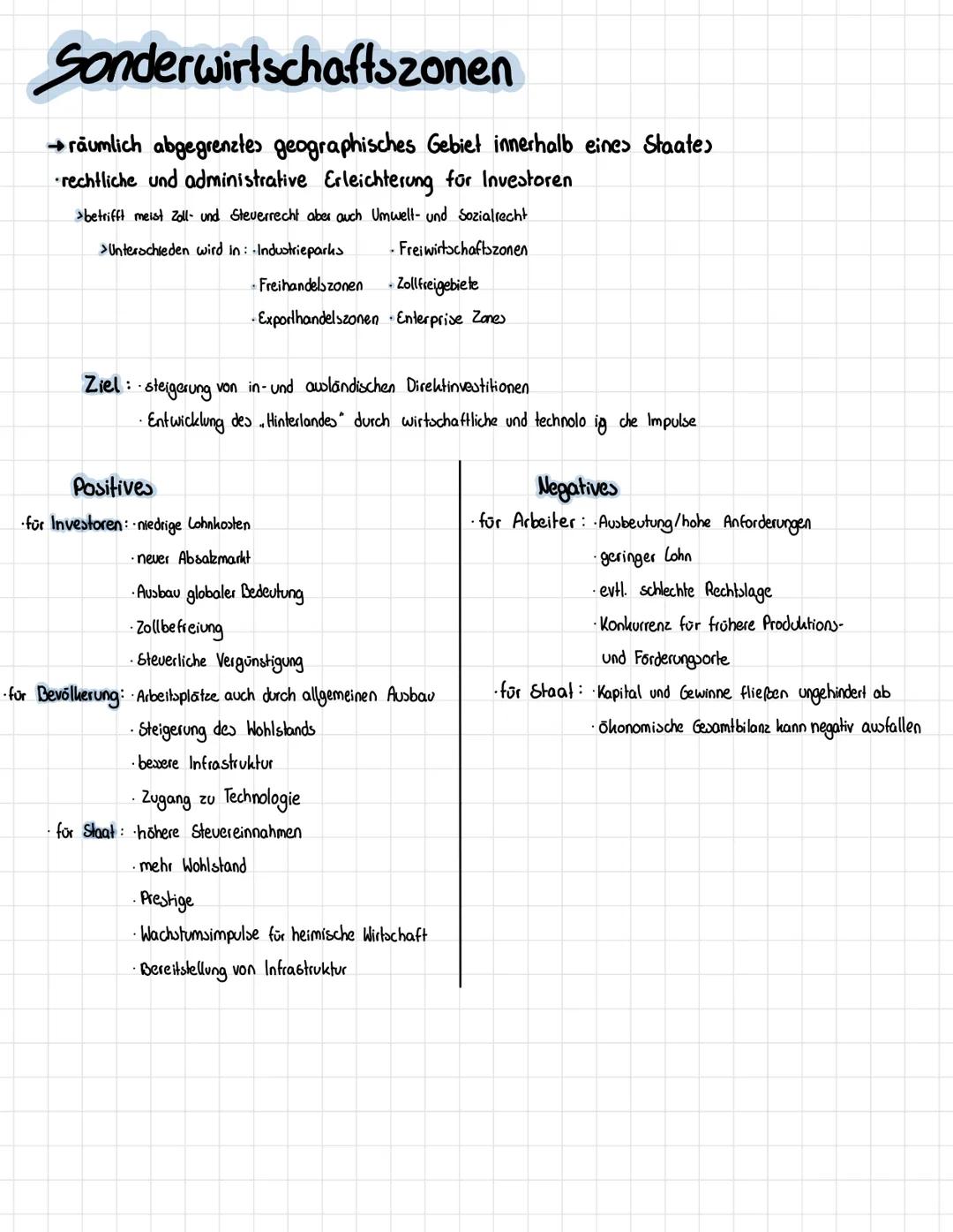 Sonderwirtschaftszonen
→räumlich abgegrenztes geographisches Gebiet innerhalb eines Staate>
rechtliche und administrative Erleichterung für