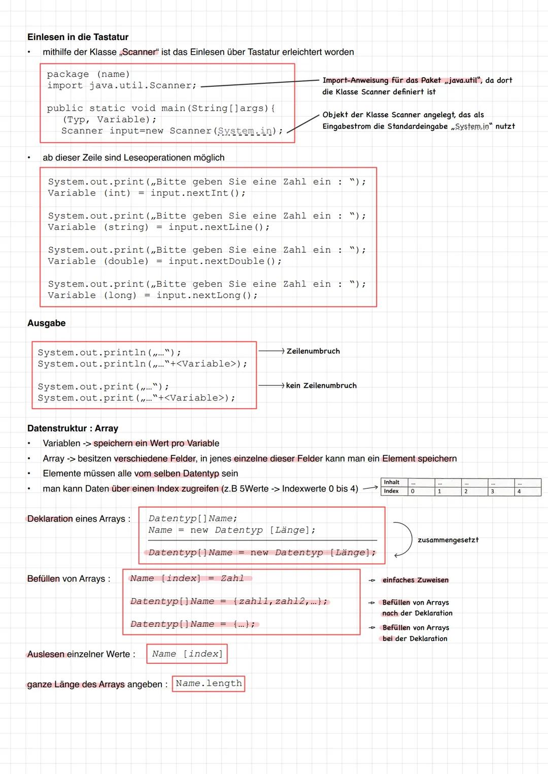 # JAVA - Grundlagen
Datentypen
* zwei verschiedene Datentypen :
* -> primitive Typen: werden direkt in der Variable gespeichert