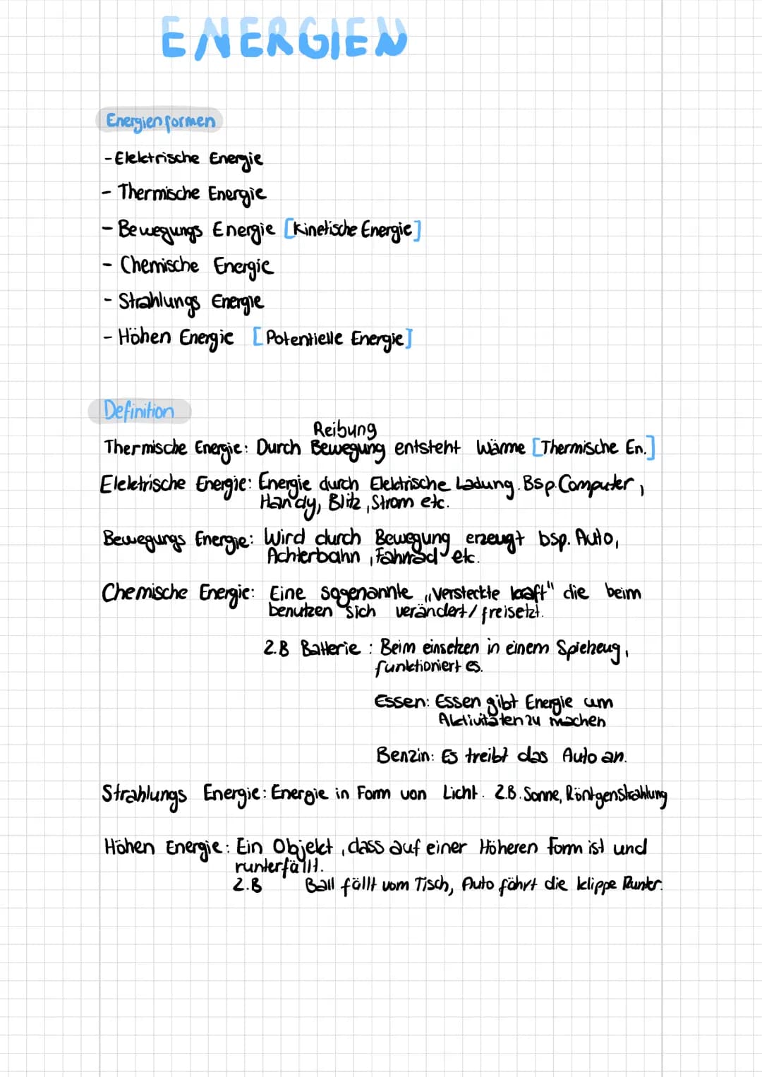 Physik Energien – Seite 1