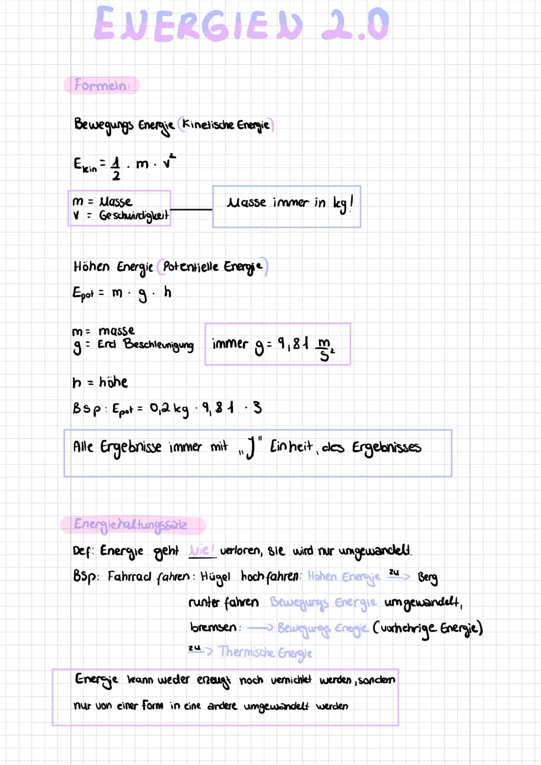 Physik Energien – Seite 2